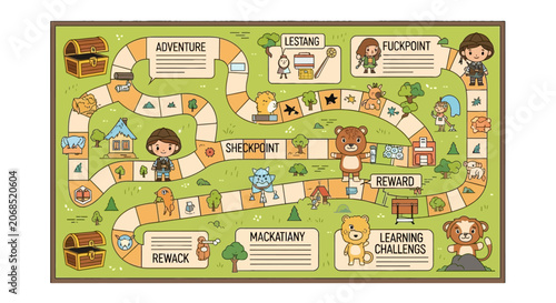Canvas Print Adventure board game map for children