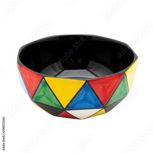 Colorful geometric pattern ceramic bowl for kitchen