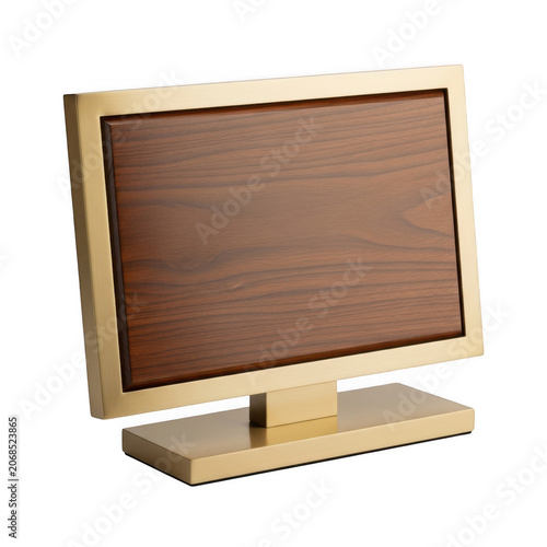 Modern computer monitor with a wooden screen frame