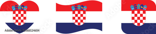 Foto Croatia flag variations with coat of arms illustrations