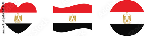 Tablou pe pânză Egyptian flag variations heart and wave shapes representing national pride and i