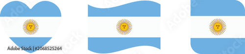 Cuadro en lienzo Argentina flag variations heart wavy and standard rectangular designs for patrio