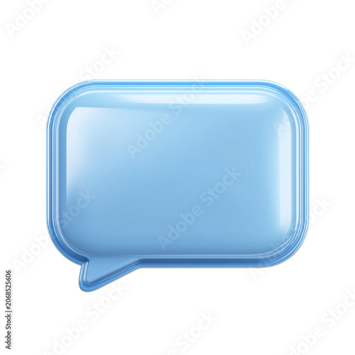  Blue Glossy 3D Chat Bubble Box