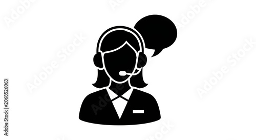 Customer service representative icon with headset and speech bubble