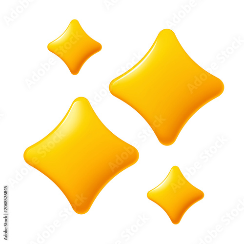 Yellow Four-Pointed Star Decoration Element