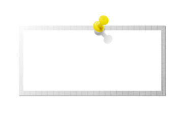 Photo card attached with a push pin isolated on a transparent background.