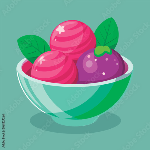 Colorful ice cream scoops in a bowl.