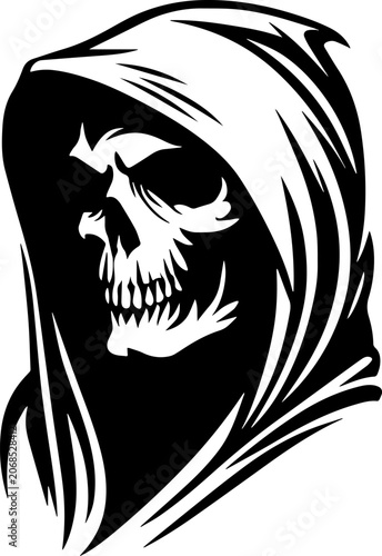 Grim Reaper Hooded Skull Vector Illustration