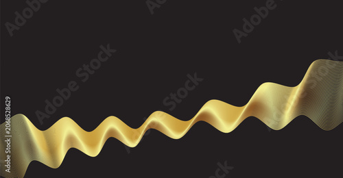 Εκτύπωση καμβά Abstract golden wavy ribbon flowing on a dark background, elegant design, luxury