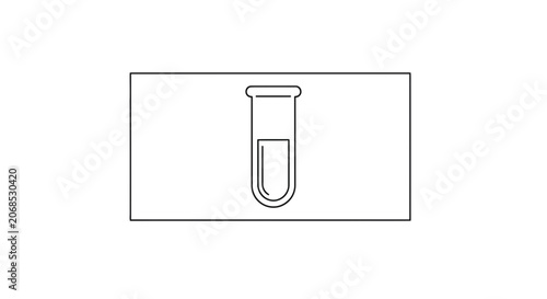 Simple Line Art Icon of a Test Tube with Liquid, Science and Laboratory Concept