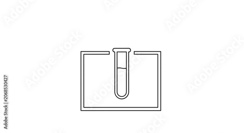 Simple Line Art Icon of a Test Tube in a Rack, Scientific Research Symbol