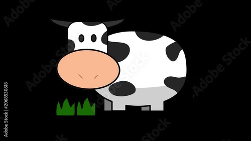 2d cow chewing grass with alpha channel