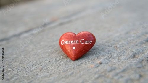 Heart Symbol Engraved with Concern Care on Textured Surface