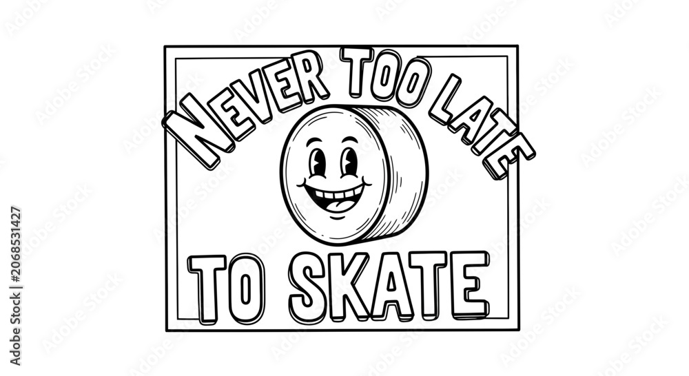 Obraz premium Retro Roller Skate Wheel with Happy Face and Motivational Text 