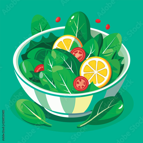 Fresh salad bowl bursting with greens.