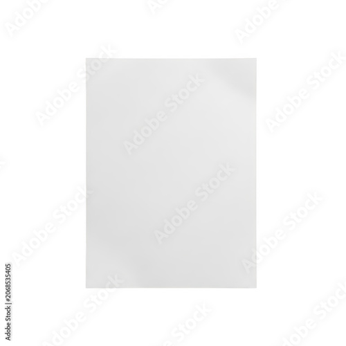 Blank rectangular sheet of white paper for mockup on transparent background