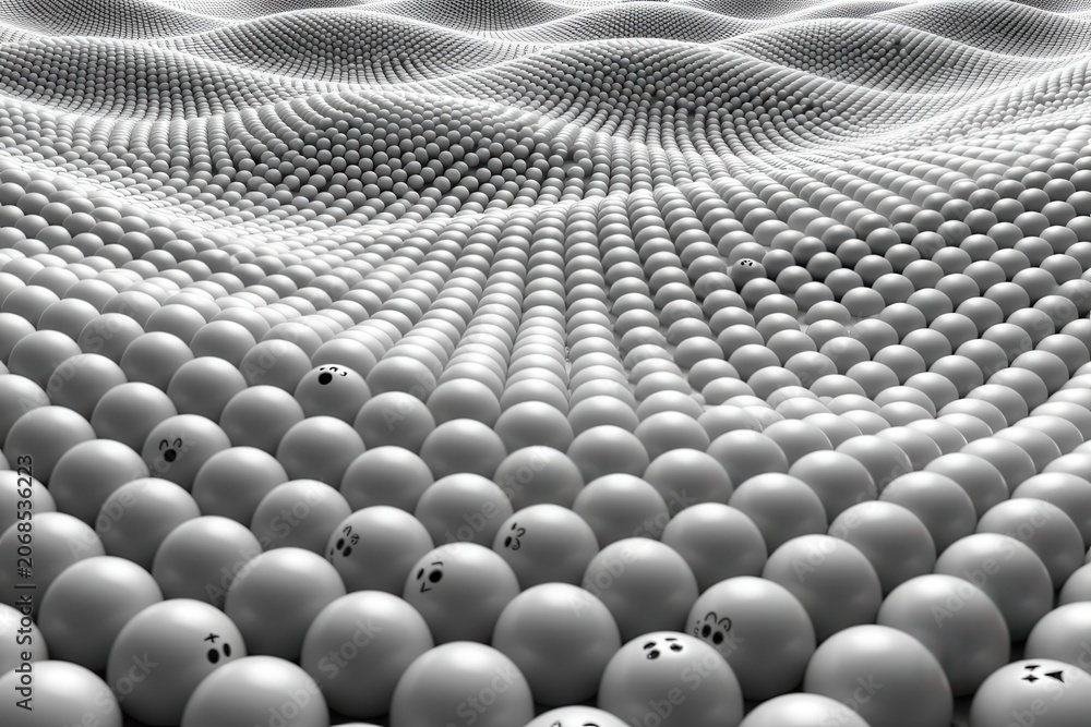 Obraz premium Rows of spheres form a vast, undulating landscape