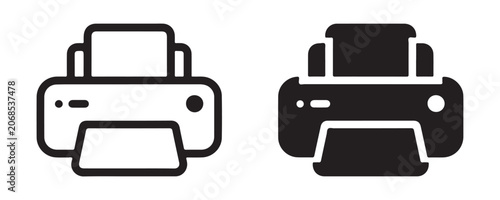 Foto Inkjet office printer vector icon set for document production and hardware peripheral device management