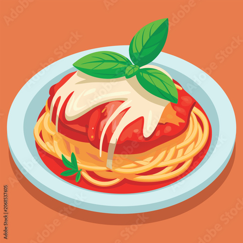Delicious pasta dish with mozzarella and basil.