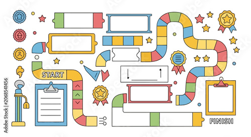 Board game path and interface elements for kids