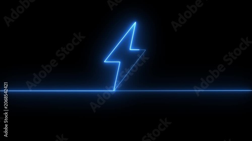 Glowing neon charging icon isolated. Neon lighting icon animation. on a black background.ck video