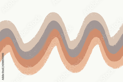 Abstract background featuring wavy horizontal brushstrokes in muted earthy tones like terracotta, gray, and beige on a clean white space.