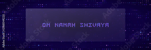 Foto Om Namah Shivaya Digital Mantra Text Design with Purple Pixelated Background for