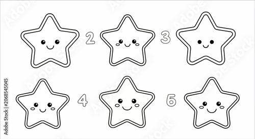 Numbered stars coloring page for kids counting activity