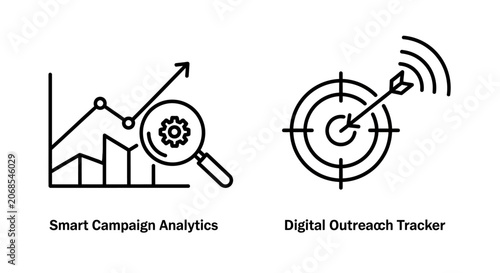 Cuadro en lienzo Digital marketing analytics and targeted outreach campaign strategy icons