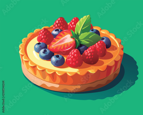 Delicious fruit tart with fresh berries.