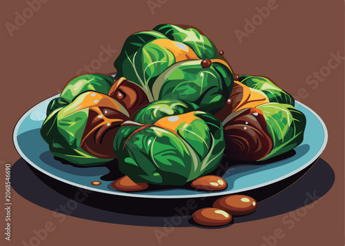 Appetizing Brussels sprouts on a plate.