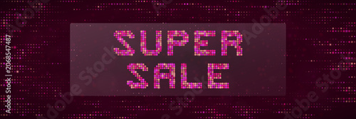 Bild auf Leinwand Super Sale Pixel Art Banner with Disco Ball Texture for Retail Marketing and E-c