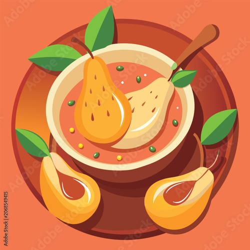 Charming pear soup in a bowl.