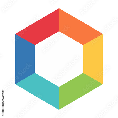 Colorful Hexagon Icon with Rainbow Gradient