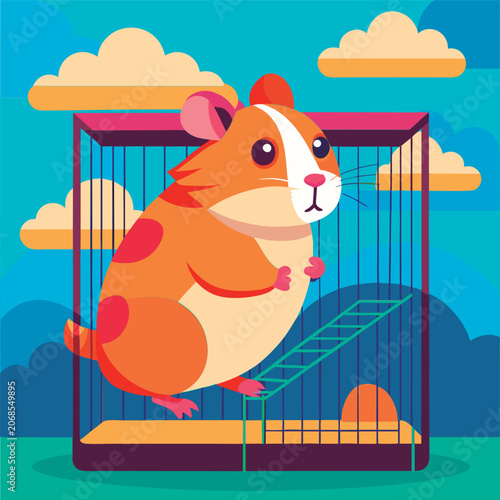 Cute hamster in its cage.