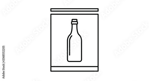 Outline Icon of a Bottle Inside a Display Case or Refrigerator