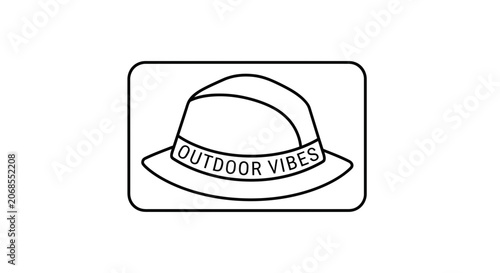 Outdoor Vibes Hat Emblem, Adventure Travel, Summer Vacation, Retro Style Logo