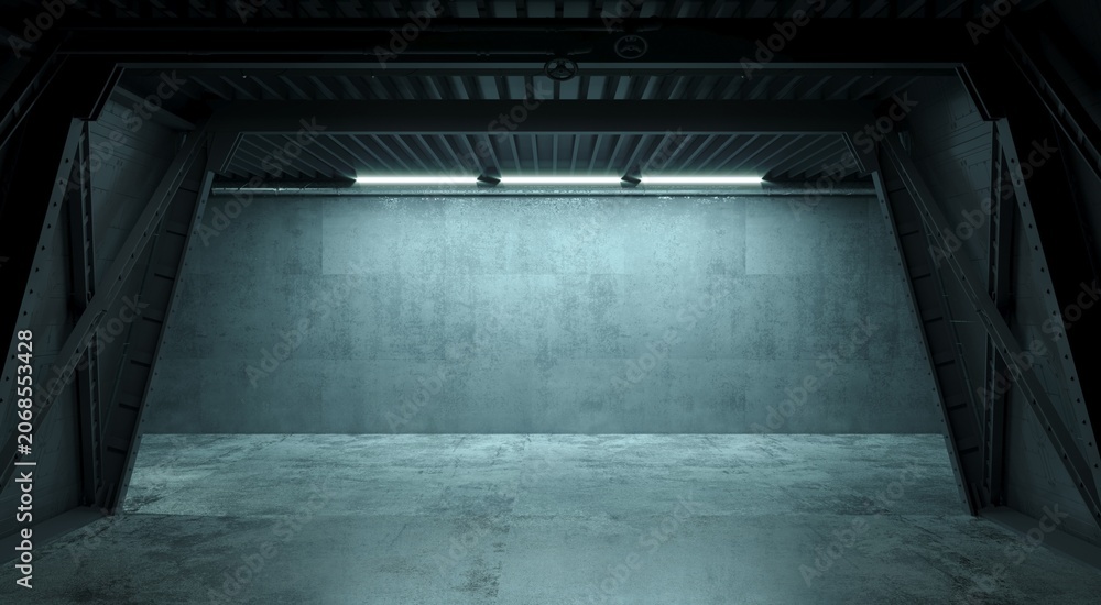 Fototapeta premium Underground bunker or subway station or factory