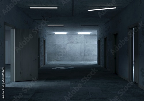 Post industrial corridor secret laboratory.