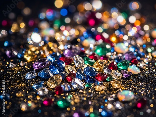 Vibrant bokeh lights background with colorful blur.
