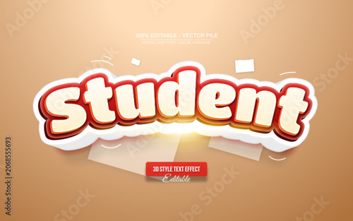 Student Cartoon 3D Editable Text Effect for Education Typography and Back to School Design