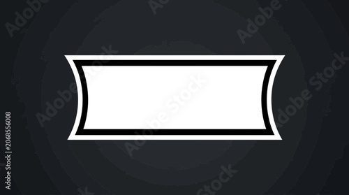 Simple black and white rectangular banner frame with curved corners.