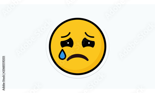 Bild auf Leinwand Yellow emoji face with a sad and unhappy frowning expression