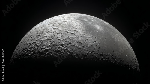 Extreme close-up of full moon surface, high resolution crater details, dark s...