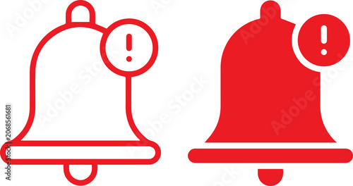 Red notification alert bell icons png backgrounds mobile app reminder message alerts alarm symbol clean modern flat vector design high contrast UI icon set