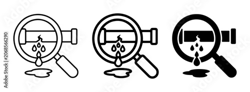 Tableau sur toile Leak Detection Icons, Pipe Inspection Magnifier, Water Damage Investigation, Plu