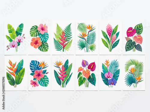 Tropical floral leaf patterns.