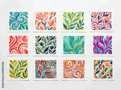 Vibrant colorful leaf patterns.