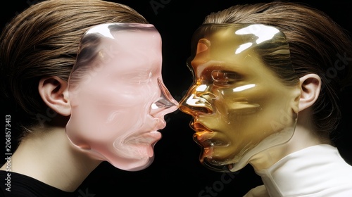 Hyperrealistic, incredibly detailed close-up photographs feature a Japanese model with slicked-