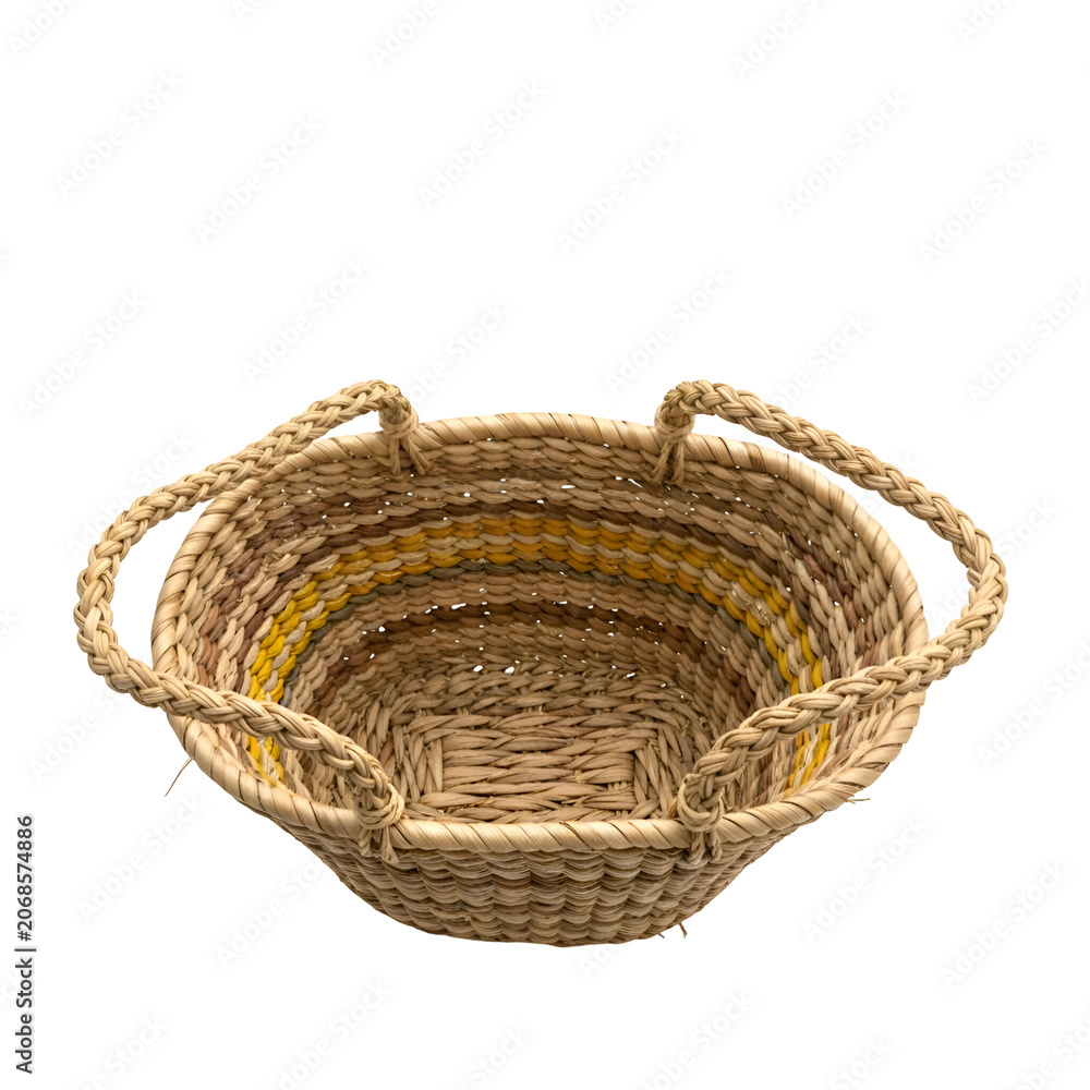 Obraz premium Woven brown basket with handles.